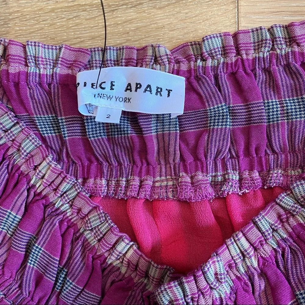 FULL SET Matching Set Apiece Apart Plaid Midi Skirt & Off the Shoulder Crop Top